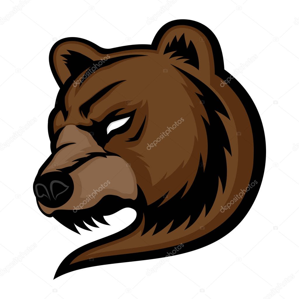 Angry bear sign on a white background.