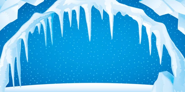 Ice Icicles Snow Blue Background — Stock Vector