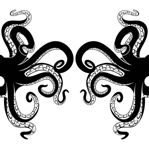 Black Octopus Tentacles White Background — Stock Vector