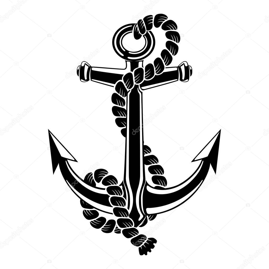 Black anchor sign on a white background.