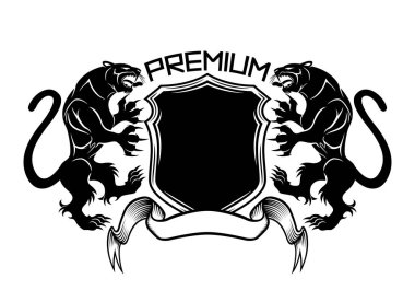 Panterler ve beyaz arka plan üzerinde kalkan ile siyah işareti.