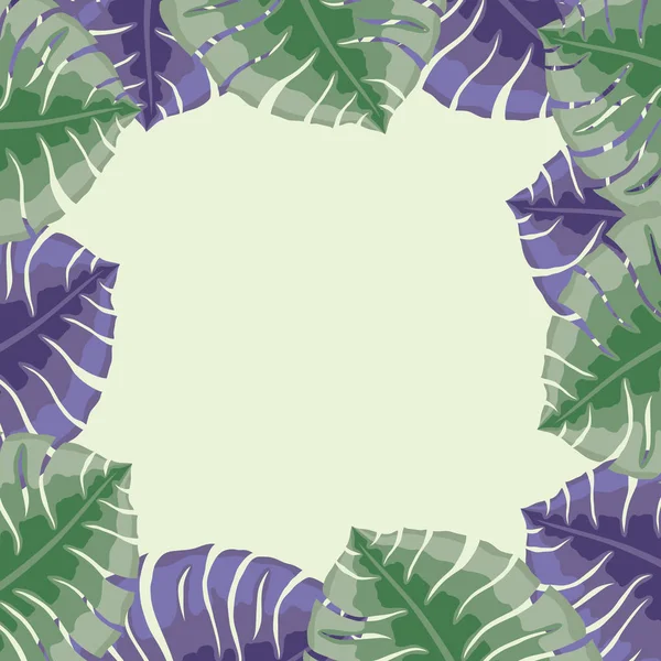 Marco Hojas Tropicales Sobre Fondo Verde — Vector de stock