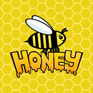 Peteklerin arka planında arı ile bal işareti.