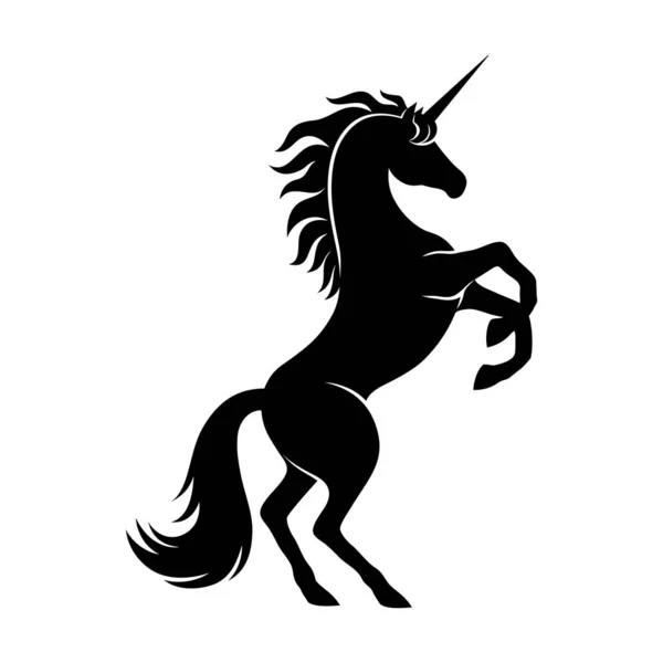 Black Unicorn Sign White Background — Stock Vector