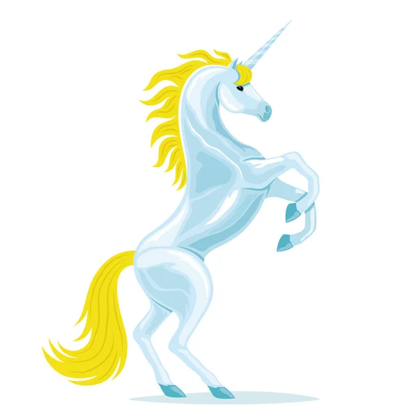 Unicorn Biru Yang Indah Dengan Latar Belakang Putih - Stok Vektor