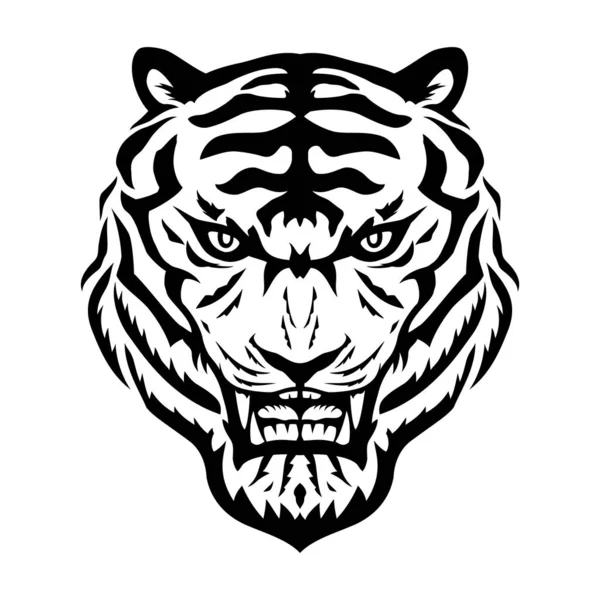 Panneau Tigre Noir Sur Fond Blanc — Image vectorielle