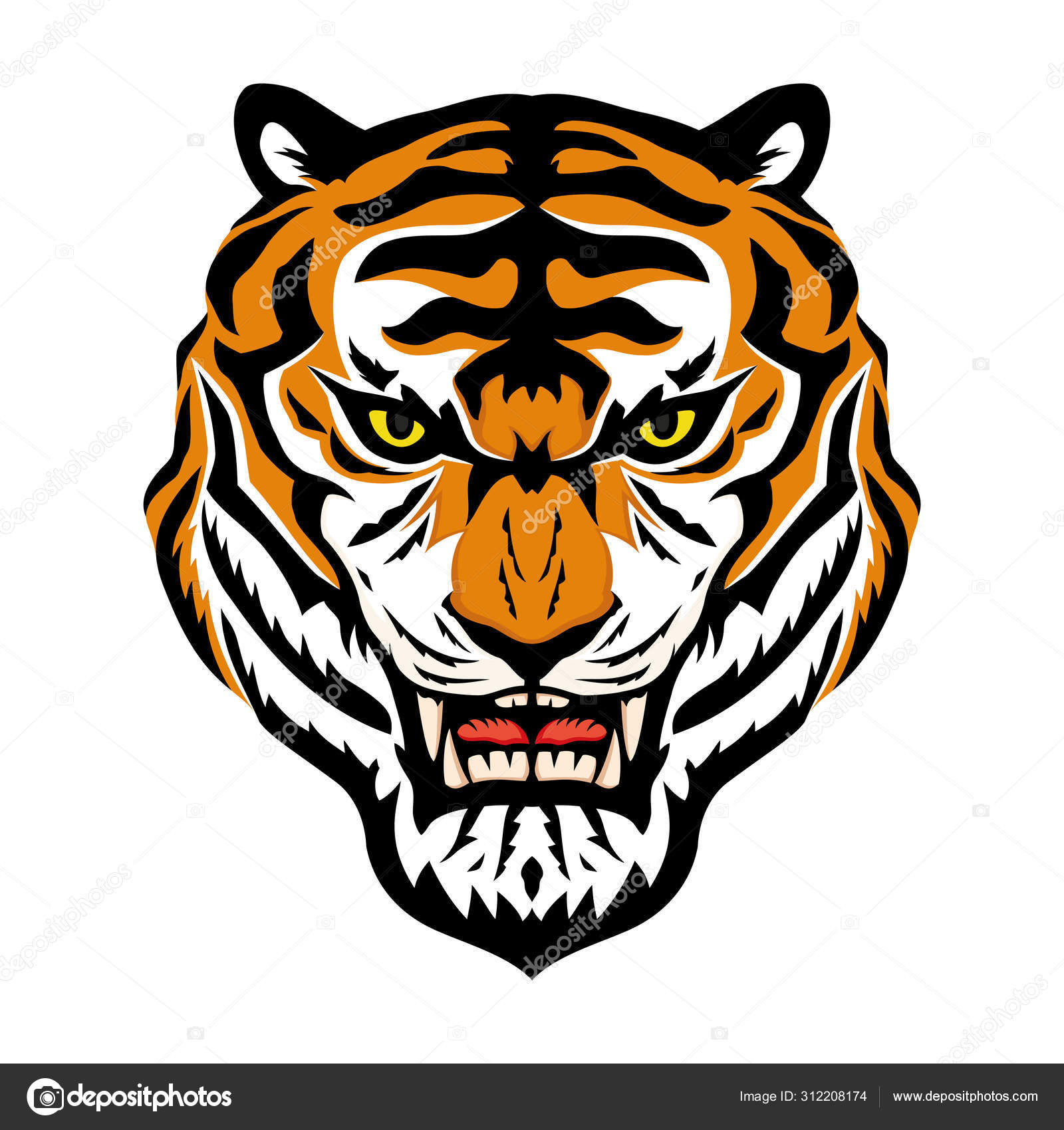 Angry Tiger Sign White Background Stock Vector Image by ©taronin #312208174
