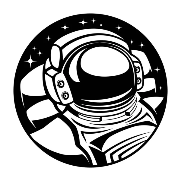 Astronaute Dans Espace Signe Rond Sur Fond Blanc — Image vectorielle