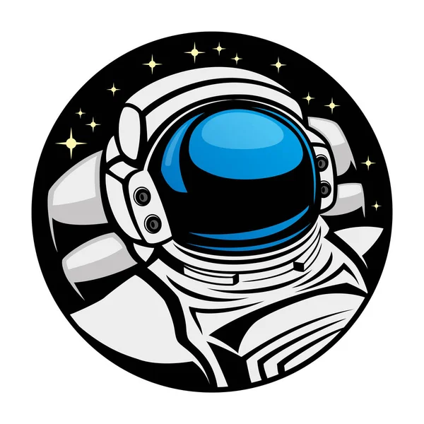 Astronaut Spațiu Semn Rotund Fundal Alb — Vector de stoc