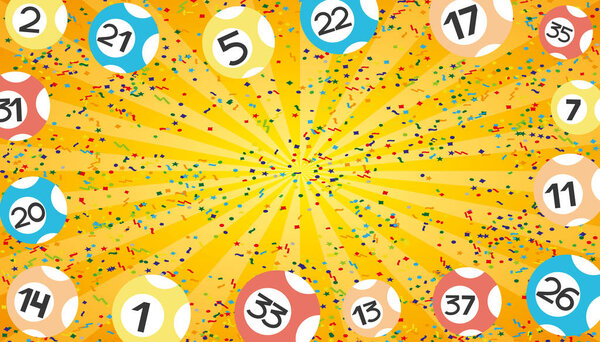 Баннер оранжевой лотереи с лотерейными мячами и бесплатное место для текста
.