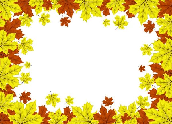 Frame Maple Leaves White Background — Stock Vector