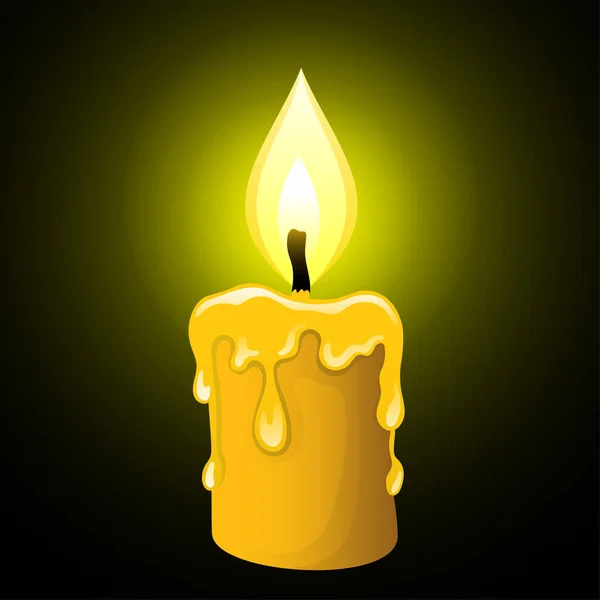 Illustration Mit Einer Kerze Auf Dunklem Hintergrund — Stockvektor