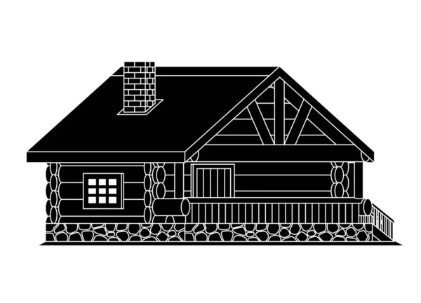 白色背景的黑色木制房子 — 图库矢量图片
