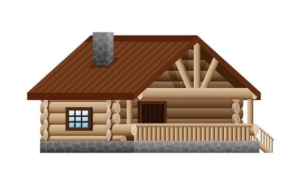 白色背景的木制圆木房子 — 图库矢量图片
