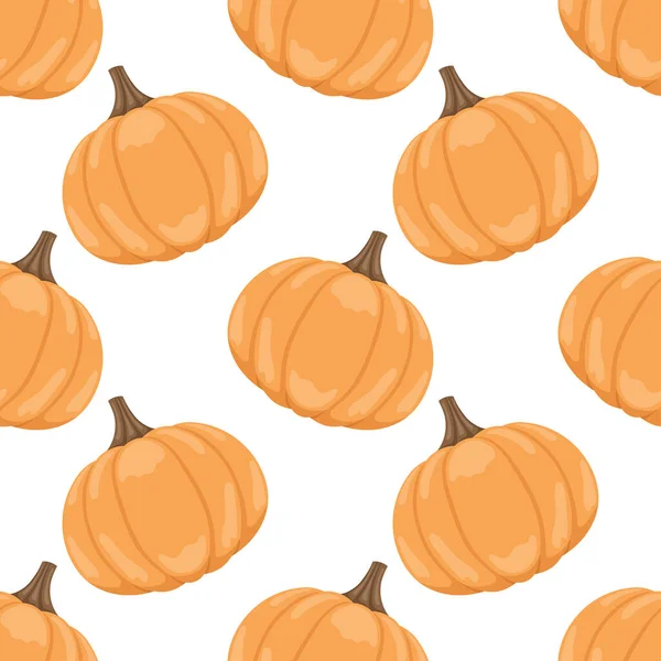 Seamless Pattern Pumpkins White Background — Stock Vector