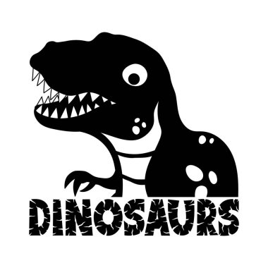 Beyaz arkaplanda izole edilmiş şirin dinozor simgesi.