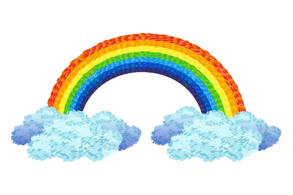美丽的彩虹和白色背景的云彩 — 图库矢量图片