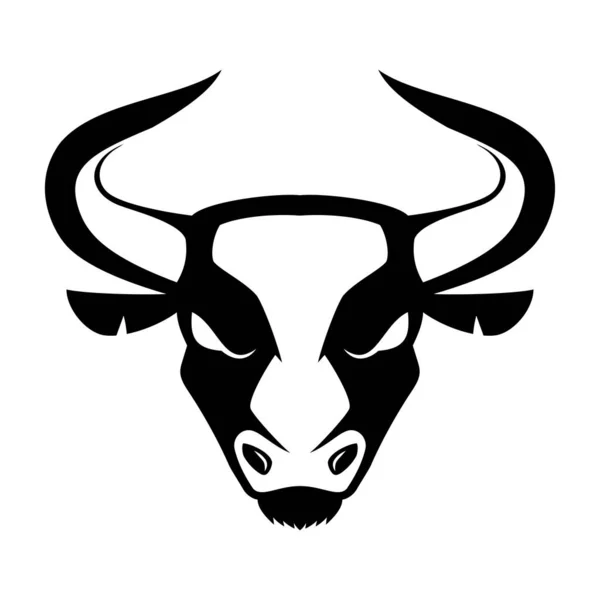 Icono Negro Toro Enojado Sobre Fondo Blanco — Vector de stock