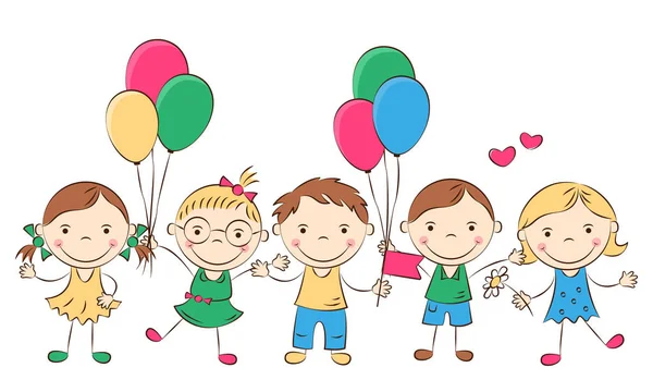 Feliz dibujos animados niños — Vector de stock