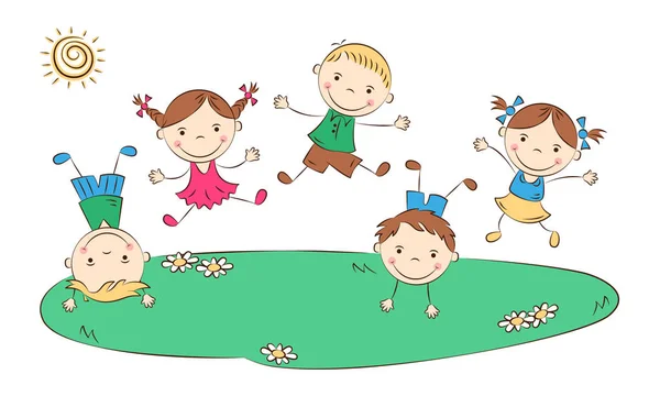 점프 아이 들 만화 — 스톡 벡터