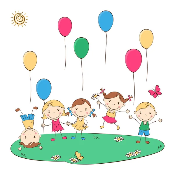 Щасливі мультфільму дітям — стоковий вектор