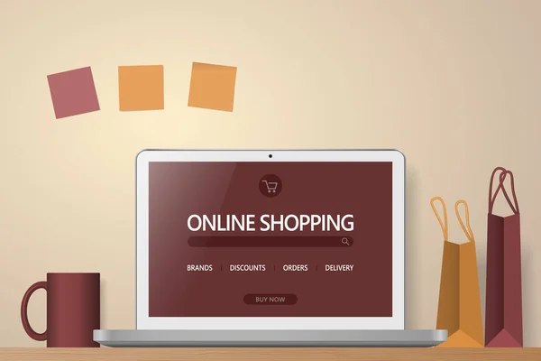 Zakupy w sklepie internetowym — Wektor stockowy