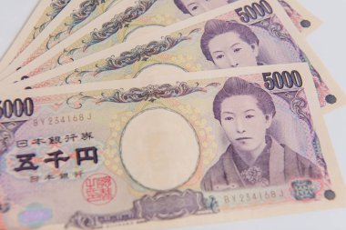 Japon Yeni, beyaz arka plan üzerinde 5000 yen , Japon para birimi y