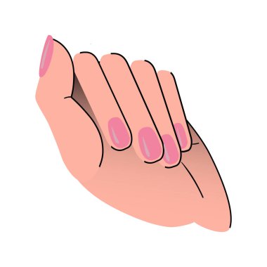 Manikür ve tırnak bakımını gösteren bir el. Vektör illüstrasyonu.