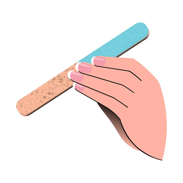 Mão mostrando manicure e cuidado das unhas. Ilustração vetorial . — Vetor de Stock