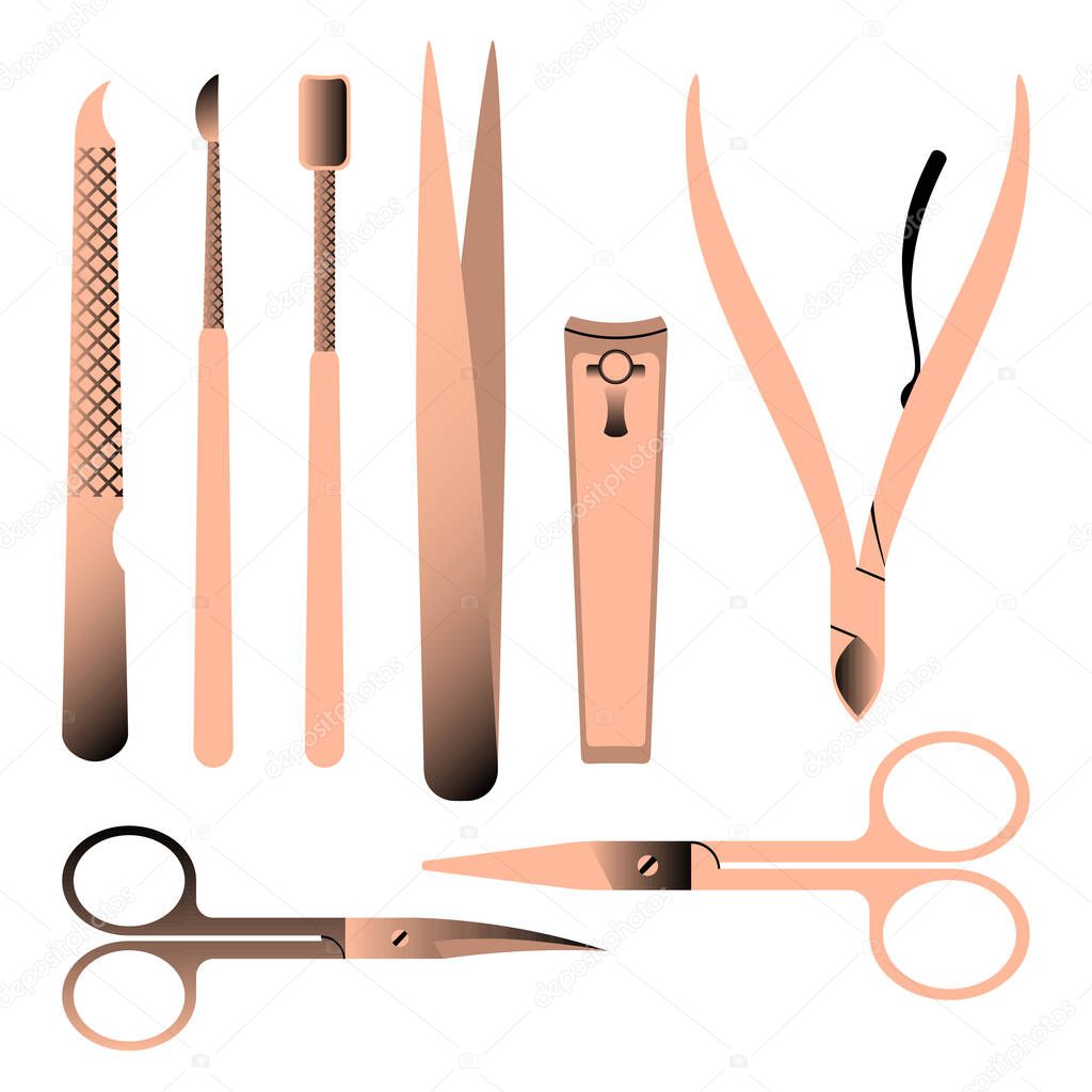 A set of accessories for manicure. Vector illustration.