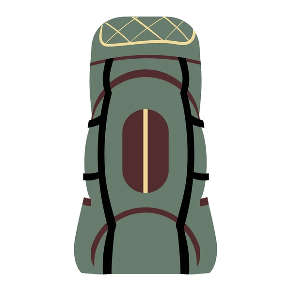 Mochila de viagem verde para caminhadas ou trekking. Ilustração vetorial . — Vetor de Stock