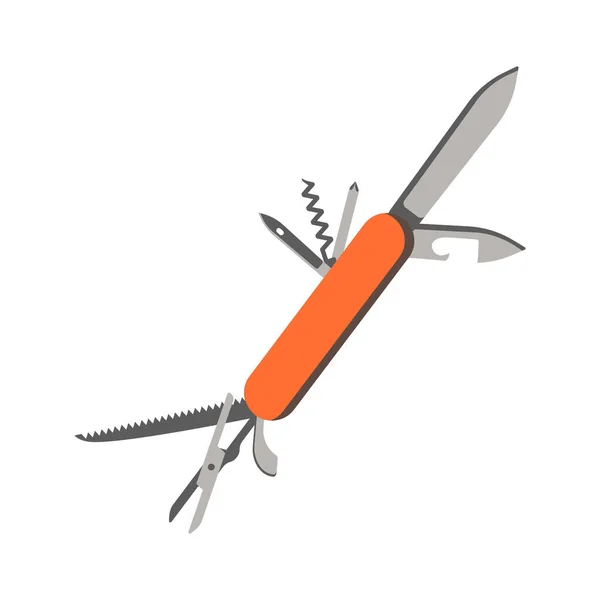 stock vector Folding multifunctional Swiss knife for hiking and traveling. Vector illustration.