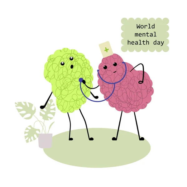 Vector Illustratie Gewijd Aan World Mental Health Day Doodle — Stockvector