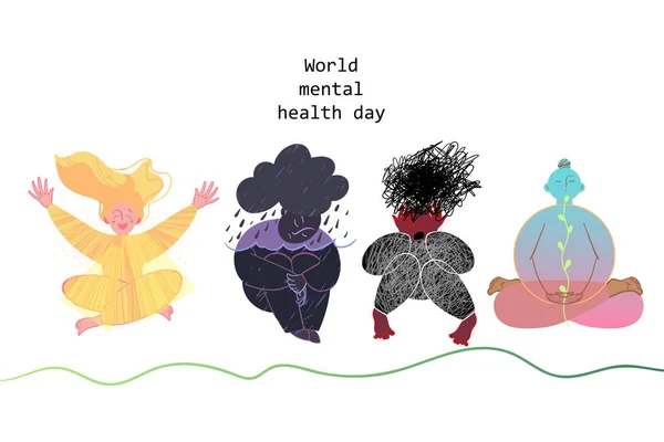 Ilustración Dedicada Día Mundial Salud Mental Vector — Vector de stock