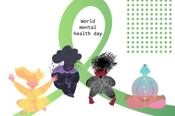 Ilustração Dedicada Dia Mundial Saúde Mental Vetor — Vetor de Stock