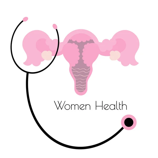 Frauengesundheitskonzept Cliparts. Die Gebärmutter ist größer als der Körper. Frauengesundheit geht einher mit Emotionen. Vektor. — Stockvektor