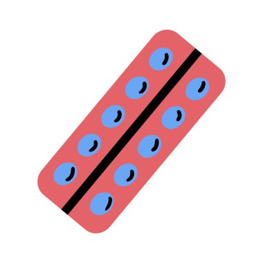 Haplı ambalaj. Tıbbın konsept klipleri. Vektör çizimi. Çizgi film düz stili.