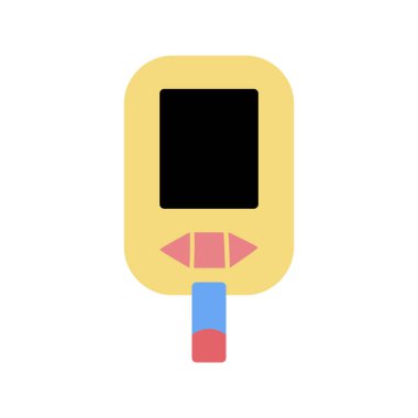 Kan şekeri ölçer. Kan şekerini ölçüyorum. Teşhis kondu. İlaç klipleri. Vektör çizimi. Çizgi film düz stili.