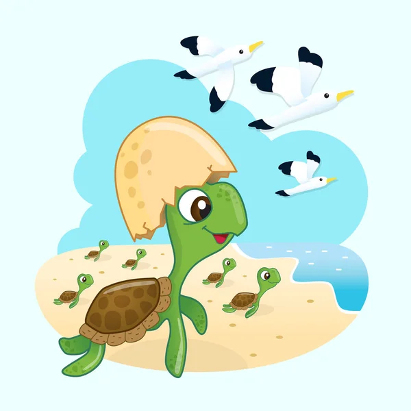 Happiness sea turtles — Stock Vector