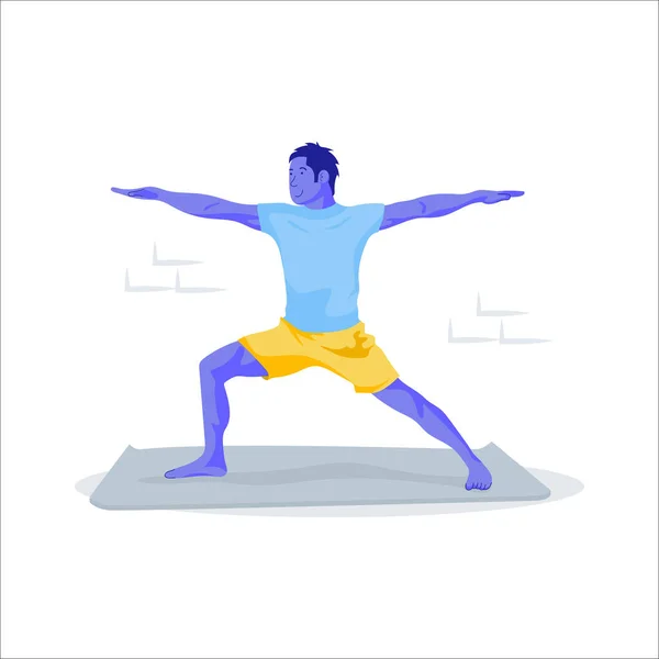 Joven Yoga Posa Suelo Práctica Espiritual Yoga Ejercicio Respiratorio Ilustración — Vector de stock