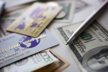 Bankacılık plastik kart ve gümüş kalem Abd para büyük miktarda yalan