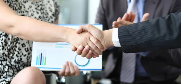 Banner with business chart handshake — Stock Photo, Image