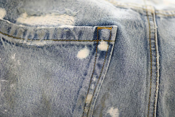 Denim πίσω τσέπη και ραφές γραμμή closeup. — Φωτογραφία Αρχείου