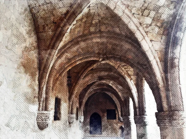 Arcos Mediterrânicos Antigos Bonitos — Fotografia de Stock