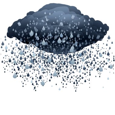 izole bulut yağmur beyaz zemin üzerine