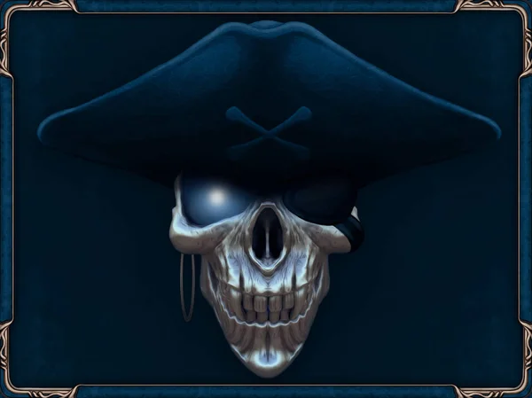 Crâne Pirate Aux Yeux Bleus Éclatants — Photo