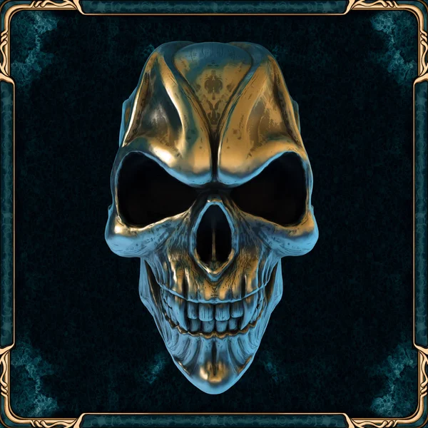 Skull Gold Turquoise — Stock Photo, Image