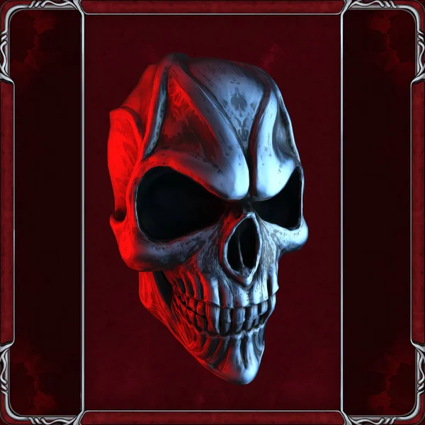 Evil vampire skull in red