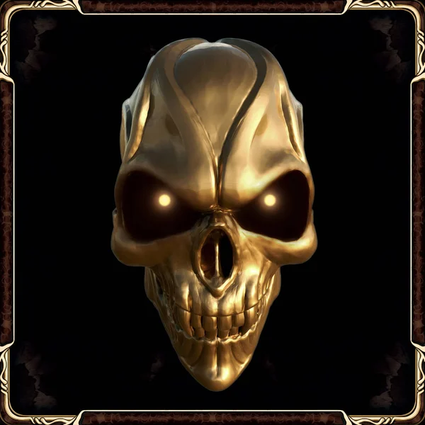 Skull with glowing golden eyes