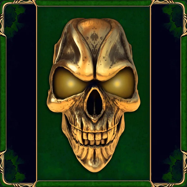Skull with glowing golden eyes
